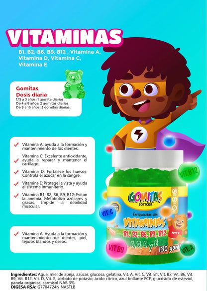 GOMITAS MULTIVITAMINAS NIÑOS 130 UND