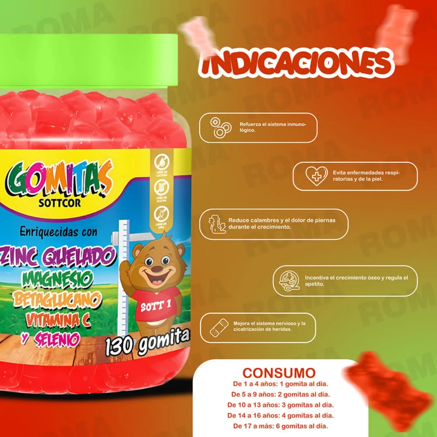 GOMITAS ZINC NIÑOS 130 UND